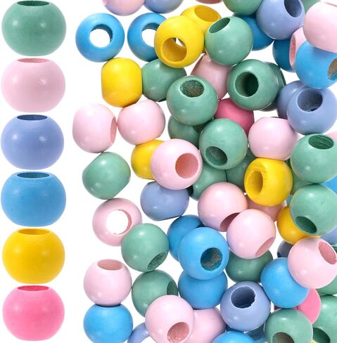 60 Pcs Large Hole Wooden Beads for Crafts, Light Color Wood Beads with Hole 10mm/0.39inch, 20mm/0.79inch Macrame Supplies for Holiday Party Macrame Hair Decorations DIY Jewelry Making in Saudi Arabia