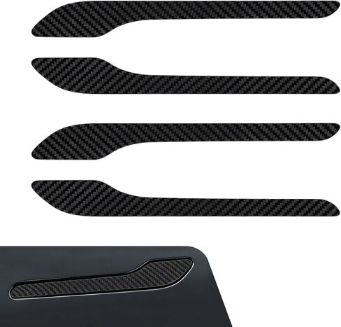 4 PCS Car Door Handle Covers, Carbon Fiber Pattern Scratch Resistant Door Handle Wrap Protector Sticker, Compatible with Model 3 2024-2026/Model Y 2025-2026 (Matt Black) in Saudi Arabia