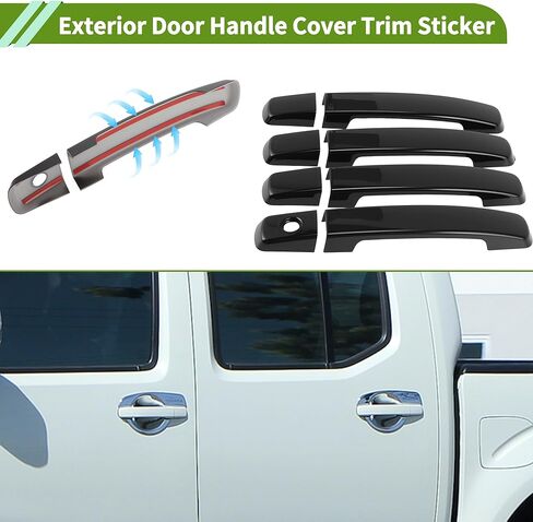Exterior Door Handle Cover Trim for Nissan Frontier 2022-2025 Front Rear Door Handle Cover Set Glossy Black in Kuwait