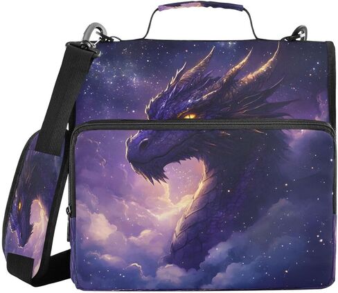 ALAZA Dragon Cloud Space Galaxy Nebula Zipper Binder 3 حلقات منظم مع سحاب وحزام كتف سعة كبيرة متعددة الجيوب لعمل اللوازم المكتبية in Kuwait