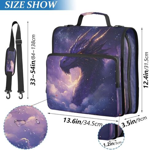 ALAZA Dragon Cloud Space Galaxy Nebula Zipper Binder 3 حلقات منظم مع سحاب وحزام كتف سعة كبيرة متعددة الجيوب لعمل اللوازم المكتبية in Kuwait
