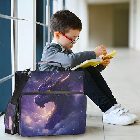 ALAZA Dragon Cloud Space Galaxy Nebula Zipper Binder 3 حلقات منظم مع سحاب وحزام كتف سعة كبيرة متعددة الجيوب لعمل اللوازم المكتبية in Kuwait