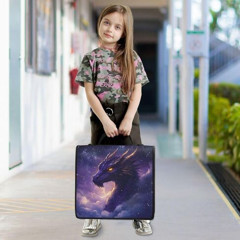 ALAZA Dragon Cloud Space Galaxy Nebula Zipper Binder 3 حلقات منظم مع سحاب وحزام كتف سعة كبيرة متعددة الجيوب لعمل اللوازم المكتبية in Kuwait