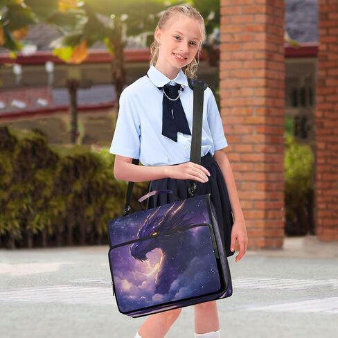 ALAZA Dragon Cloud Space Galaxy Nebula Zipper Binder 3 حلقات منظم مع سحاب وحزام كتف سعة كبيرة متعددة الجيوب لعمل اللوازم المكتبية in Kuwait