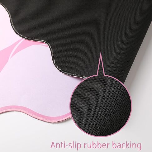 Hahafelt Large Pink Bow Scalloped Desk Mat 31. 5" x 15. 7" Cute Bow Mouse Pad Coquette Kawaii Computer Mousepad Big Preppy Aesthetic Table Decor Non-Slip Rubber Base Mat for Women Office Home in Kuwait
