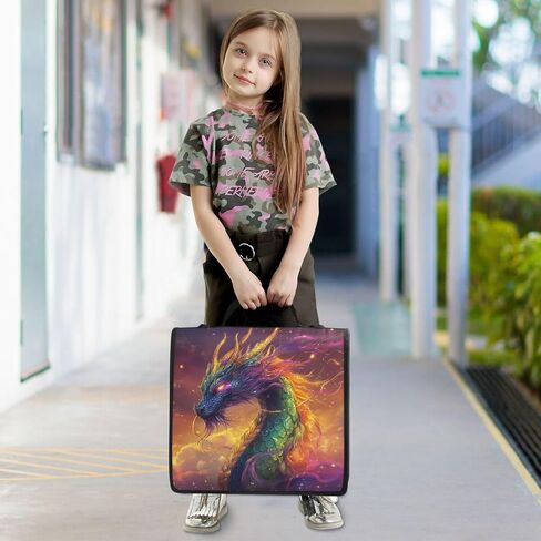 ALAZA Dragon Rainbow Color Zipper Binder 3 Ring Binder Organizer with Zipper and Shoulder Strap Large Capacity Multi-Pocket for Office Supplies Work in Kuwait