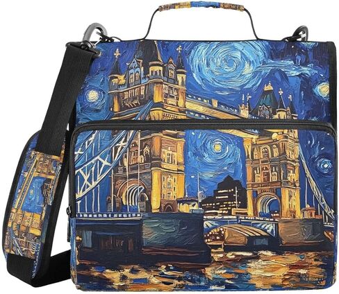 ALAZA Tower Bridge in London Zipper Binder 3 Ring Binder Organizer with Zipper and Shoulder Strap Large Capacity Multi-Pocket for Office Supplies Work in Kuwait