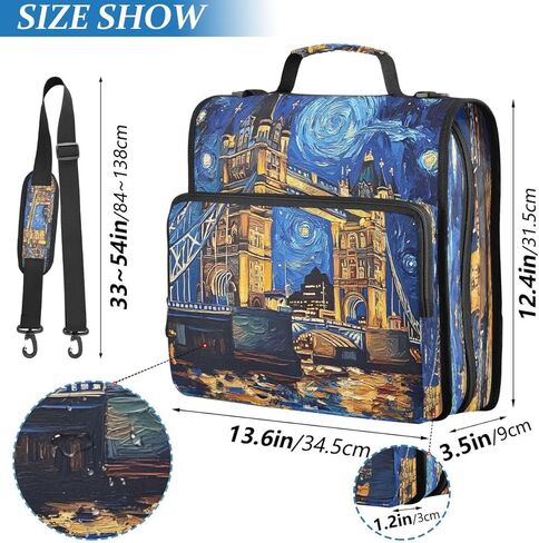 ALAZA Tower Bridge in London Zipper Binder 3 Ring Binder Organizer with Zipper and Shoulder Strap Large Capacity Multi-Pocket for Office Supplies Work in Kuwait