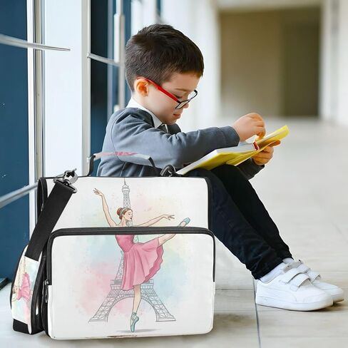 ALAZA Paris Eiffel Tower France Watercolor Ballerina Zipper Binder 3 Ring Binder Organizer with Zipper and Shoulder Strap Large Capacity Multi-Pocket for Office Supplies Work in Kuwait
