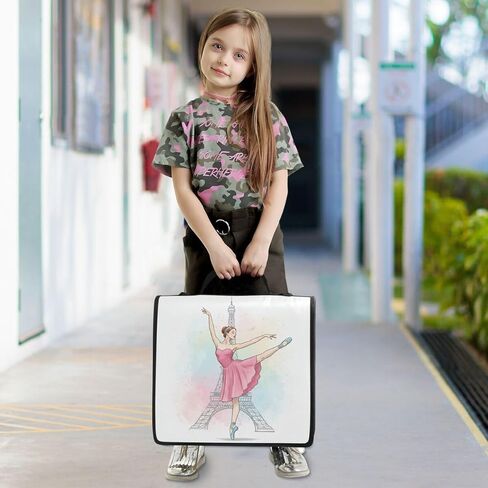 ALAZA Paris Eiffel Tower France Watercolor Ballerina Zipper Binder 3 Ring Binder Organizer with Zipper and Shoulder Strap Large Capacity Multi-Pocket for Office Supplies Work in Kuwait