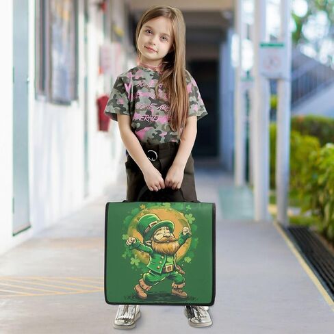 ALAZA Green St. Patrick's Day Clover Shamrock أنيق بسحاب الموثق 3 حلقات منظم مع سحاب وحزام الكتف سعة كبيرة متعددة جيوب للعمل اللوازم المكتبية in Kuwait