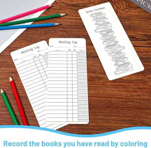 Molain 12pcs Reading List Bookmark, Book Tracker Blank Bookmark Reading List Library Card Page Markers for Book Lovers Enthusiasts in Kuwait