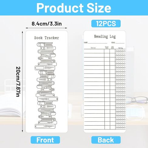 Molain 12pcs Reading List Bookmark, Book Tracker Blank Bookmark Reading List Library Card Page Markers for Book Lovers Enthusiasts in Kuwait
