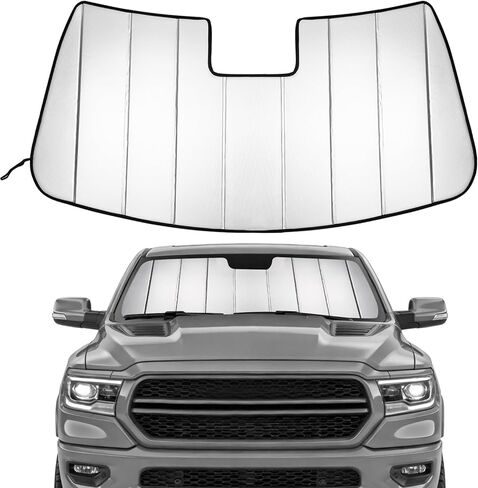 Windshield Sun Shade for Dodge RAM 1500 2019-2024 Front Window Shade Blocks UV Rays & Heat Foldable Sunshade in Saudi Arabia