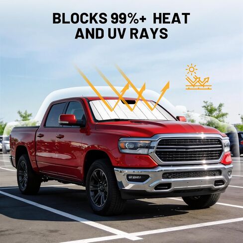 Windshield Sun Shade for Dodge RAM 1500 2019-2024 Front Window Shade Blocks UV Rays & Heat Foldable Sunshade in Saudi Arabia