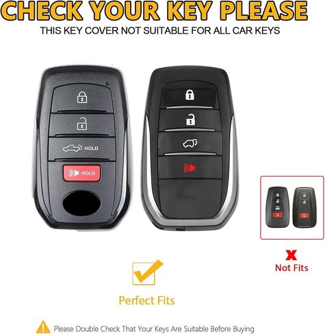 FT FUNTOR for Toyota Key Fob Cover, Leather Car Key Protector Compatible with Toyota Tundra Venza Sequoia Corolla Cross Grand Highlander Land Cruiser , 4 Buttons (Black) in Saudi Arabia
