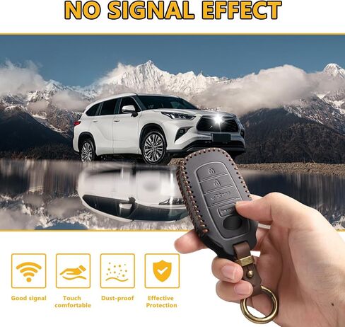 FT FUNTOR for Toyota Key Fob Cover, Leather Car Key Protector Compatible with Toyota Tundra Venza Sequoia Corolla Cross Grand Highlander Land Cruiser , 4 Buttons (Black) in Saudi Arabia