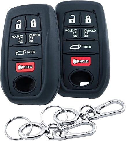 2Pcs 6 Buttons Silicone Smart Key Fob for 2026 2025 2024 2023 2022 2021 Toyota Sienna XSE Key Fob Cover (Black) in Kuwait