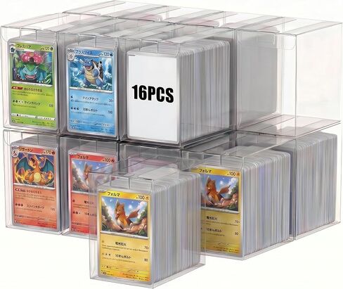WOPITUES 16 Pack Trading Card Storage Box,Clear Card Box Holds 250 Unsleeved Cards,PET MTG Deck Box, Commander Deck Box for TCG/MTG/Magic,Sports Cards, Collectible Trading Cards in Saudi Arabia