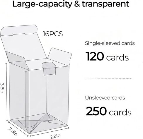 WOPITUES 16 Pack Trading Card Storage Box,Clear Card Box Holds 250 Unsleeved Cards,PET MTG Deck Box, Commander Deck Box for TCG/MTG/Magic,Sports Cards, Collectible Trading Cards in Saudi Arabia