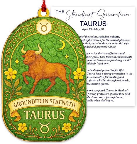 Taurus Gifts for Women,Men Birthday Keepsake Present with Story Card and Envelope, Zodiac Gifts for Women, Birthday Gift for Women, Men - Astrology Constellation Horoscope Gift (Suncatcher Taurus) in Saudi Arabia