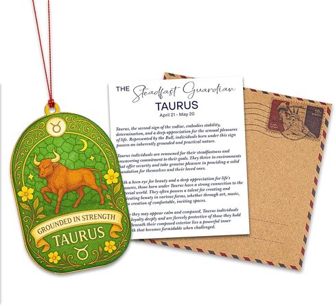 Taurus Gifts for Women,Men Birthday Keepsake Present with Story Card and Envelope, Zodiac Gifts for Women, Birthday Gift for Women, Men - Astrology Constellation Horoscope Gift (Suncatcher Taurus) in Saudi Arabia