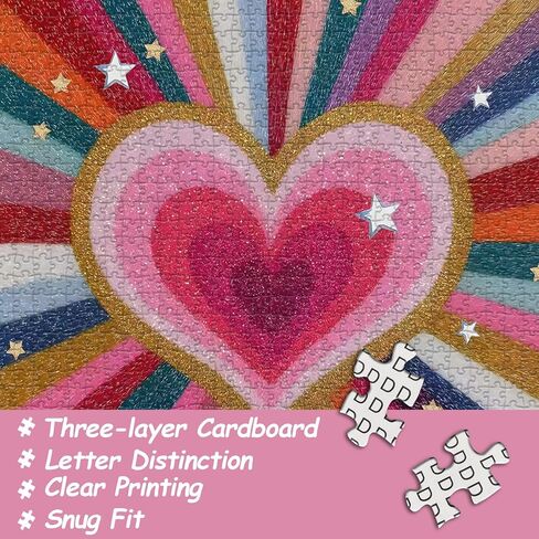 Valentines Day Puzzles for Adults 1000 Pieces, Romantic Heart Jigsaw Puzzles, Rainbow Love Puzzle, Challenging Hard Puzzles for Adults in Kuwait