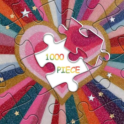 Valentines Day Puzzles for Adults 1000 Pieces, Romantic Heart Jigsaw Puzzles, Rainbow Love Puzzle, Challenging Hard Puzzles for Adults in Kuwait