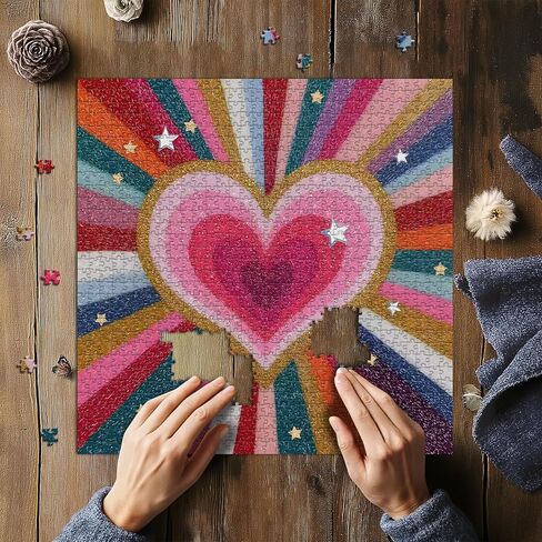 Valentines Day Puzzles for Adults 1000 Pieces, Romantic Heart Jigsaw Puzzles, Rainbow Love Puzzle, Challenging Hard Puzzles for Adults in Kuwait
