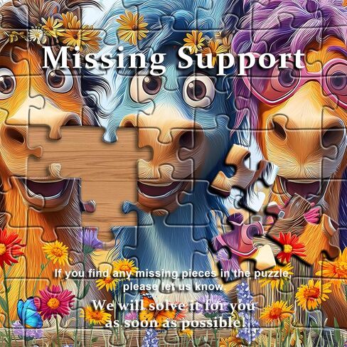 Funny Horse Puzzles for Adults 1000 Pieces, Nature Puzzle Farm Flower Cute Animal, Abstract Art Garden Challenge Jigsaw Puzzle in Kuwait