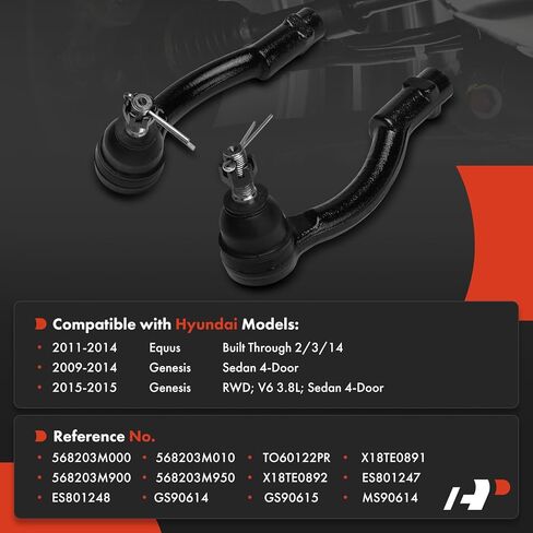 A-Premium 2 x Front Outer Tie Rod Ends, Compatible with Hyundai Genesis 2009-2015, Equus 2011-2014 in Kuwait