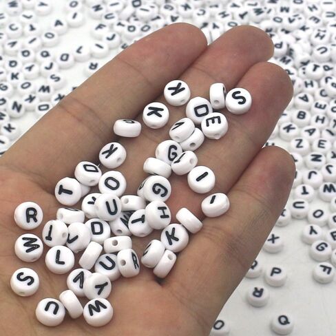 900 Pieces White Round Acrylic Alphabet Letter A-Z Beads for Jewelry Making, Bracelets, Necklaces, Key Chains and Jewelry (4x7mm) in Saudi Arabia