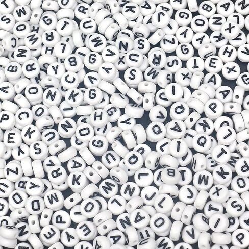 900 Pieces White Round Acrylic Alphabet Letter A-Z Beads for Jewelry Making, Bracelets, Necklaces, Key Chains and Jewelry (4x7mm) in Saudi Arabia