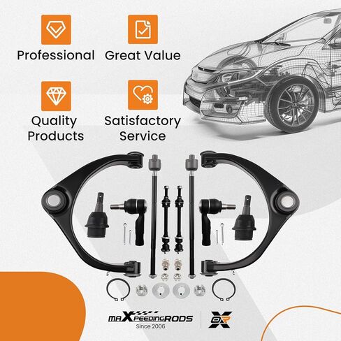 maXpeedingrods 10Pc Front Upper Control Arm for Ram 1500 2013-2018 Ram 1500 Classic 2019-2022, Suspension Kit Control Arm w/Ball Joint Sway Bar End Link Inner Outer Tie Rod End in Kuwait
