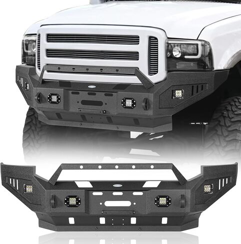 هوك رود ديسكفري 05-07 F250 المصد الأمامي لـ 2005 2006 2007 Ford F-250 & F-350 Super Duty (باستثناء الديزل)، مصد بديل للطرق الوعرة مع لوحة ونش ولوحة انزلاقية in Kuwait