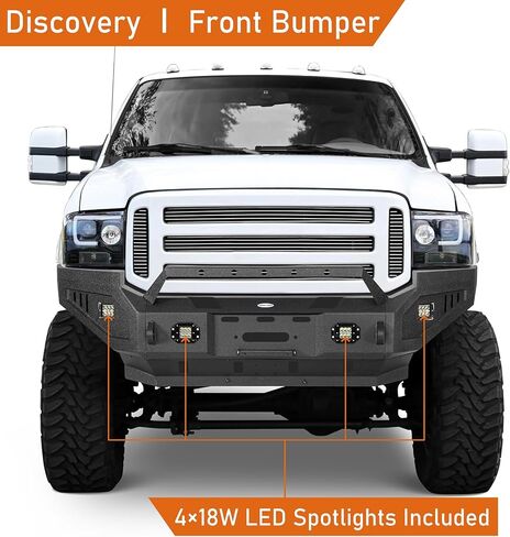 هوك رود ديسكفري 05-07 F250 المصد الأمامي لـ 2005 2006 2007 Ford F-250 & F-350 Super Duty (باستثناء الديزل)، مصد بديل للطرق الوعرة مع لوحة ونش ولوحة انزلاقية in Kuwait