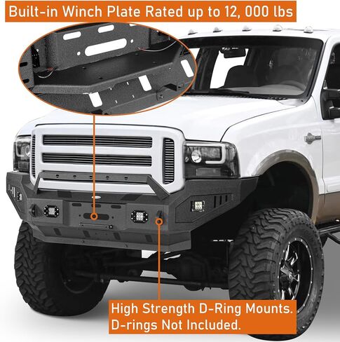 هوك رود ديسكفري 05-07 F250 المصد الأمامي لـ 2005 2006 2007 Ford F-250 & F-350 Super Duty (باستثناء الديزل)، مصد بديل للطرق الوعرة مع لوحة ونش ولوحة انزلاقية in Kuwait