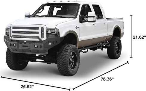 هوك رود ديسكفري 05-07 F250 المصد الأمامي لـ 2005 2006 2007 Ford F-250 & F-350 Super Duty (باستثناء الديزل)، مصد بديل للطرق الوعرة مع لوحة ونش ولوحة انزلاقية in Kuwait