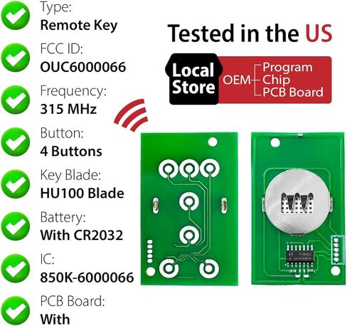 Car Key Fob Remote Keyless Entry Control OUC6000066 315MHz 4 Button Replacement for 2007-2014 Cadillac Escalade ESV EXT - 2 Pack in Kuwait