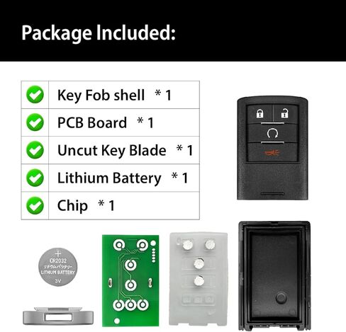 Car Key Fob Remote Keyless Entry Control OUC6000066 315MHz 4 Button Replacement for 2007-2014 Cadillac Escalade ESV EXT - 2 Pack in Kuwait