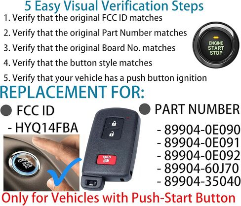 Smart Key Fob for Toyota Highlander 2016-2019, Alliskeys Proximity Remote Control Key Fob Compatible for Toyota Highlander Tacoma 2016-2019 HYQ14FBA 89904-35040 281451-2110 in Kuwait