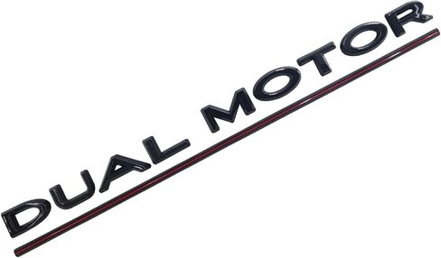 Dual Motor Emblem Badge Sticker Plaid Decor Car Accessories for Tesla Model 3 & Y, X, S (Glossy Black-Red Line) in Saudi Arabia