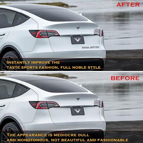 Dual Motor Emblem Badge Sticker Plaid Decor Car Accessories for Tesla Model 3 & Y, X, S (Glossy Black-Red Line) in Saudi Arabia