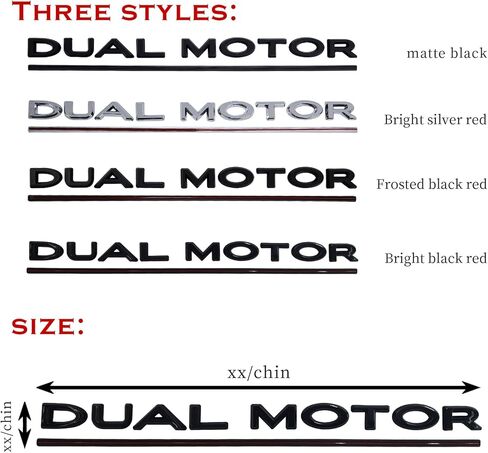 Dual Motor Emblem Badge Sticker Plaid Decor Car Accessories for Tesla Model 3 & Y, X, S (Glossy Black-Red Line) in Saudi Arabia