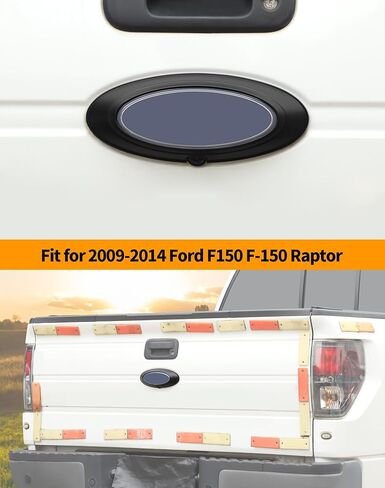 Hoolcar ماتي الأسود الباب الخلفي شعار غطاء الكسوة صالح لل 2009-2014 فورد F150 F-150 رابتور الخلفي الجذع شعار عودة شارة الديكور غطاء in Kuwait