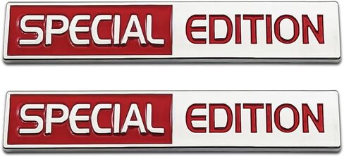 2Pcs Chrome 3D Metal Special Edition Emblem Rear Trunk Sport Badge Logo for Car SUV Racing Coupe (Silver&Red&Black) in Saudi Arabia