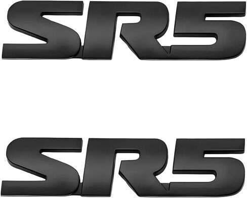 2PCS SR5 Metal Car Emblem, Nameplate Vehicle Engine Badge Sticker, Letters Self-Adhesive Automotive Exterior Side Rear Decal Modification Accessories, Universal Fit (Black) in Saudi Arabia