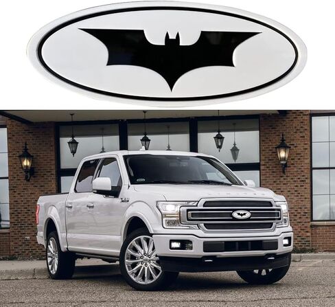 9 Inch Front Grill Rear Tailgate Auto Emblem Badge NamePlate Bat Edition Flag for Ford F150, 11-14 Edge, 11-16 Explorer, 06-11 Ranger, 07-14 Expedition,F-9BT-WB White, Black/Red in Kuwait