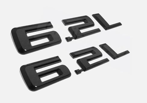 2pcs Gloss Black 6.2L Emblems 3D Hood Badge Logo Compatible for Chevy Silverado 1500 2500HD ( in Saudi Arabia