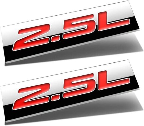 2Pcs 3D Polished Chrome 2.5L Letter Car Emblem Trunk Lid Sport Decal Car Badge Scratch Masking Sticker 2.5L (Silver&Black) in Kuwait